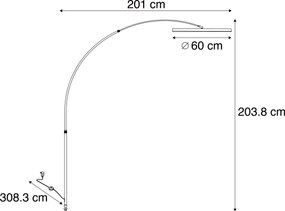 Дизайнерска дъгова подова лампа черна, включваща LED димируема в 3 стъпки - Anello
