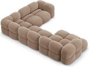 Кафяв кадифен ъглов диван (десен ъгъл/U форма) Loretto – Cosmopolitan Design