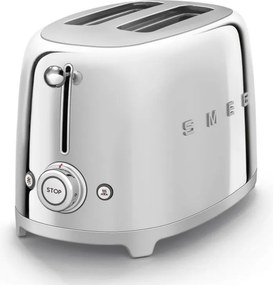 Тостер за хляб SMEG 50's Style TSF01SSEU, 950W, 2 филии, 6 нива, Тавичка за трохи, Вграден кабел, Неръждаема стомана, Сребрист