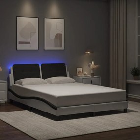 3214102 vidaXL Рамка за легло с LED без матрак Zadar бяло и черно 120x200см