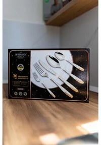 Комплект прибори за хранене Bohmann BP A30-GM, Кутия, 30 бр, Инокс/златист