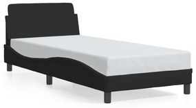 373107 vidaXL Рамка за легло с табла Dover, черна, 90x200 см плат