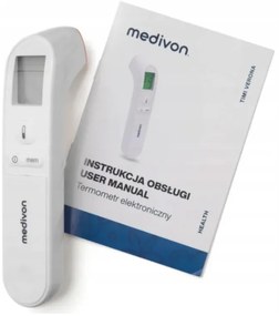 Безконтактен термометър Medivon Timi Smart Verona, Инфрачервен, За деца, Измерване за 1 секунда, Памет, Цветова индикация, LCD, Звук, Лазер, Бял