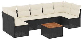 3255902 vidaXL Градински комплект диван с възглавници 8 части черен полиратан