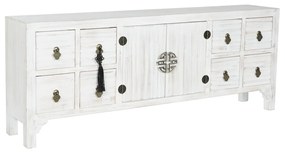 ТВ шкаф DKD Home Decor Бял Естествен Ела Дървен MDF 130 x 24 x 51 cm