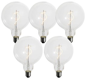 Комплект от 5 E27 димируеми LED крушки със спираловидна нажежаема жичка G125 4W 270LM 2200K