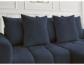 Син сгъваем/с място за съхранение ъглов диван от прежда с примки от букле (десен ъгъл) Roxelane – Bobochic Paris