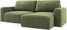 Зелен шенилов сгъваем/с място за съхранение ъглов диван (десен ъгъл) Kona – Makamii