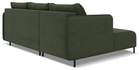 Зелен разтегателен ъглов диван с място за съхранение (ляв ъгъл) Luana – Makamii