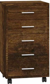 342674 vidaXL Шкаф с чекмеджета с колелца инженерно дърво опушен дъб