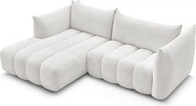 Бял ъглов диван от прежда с примки от букле (ляв ъгъл) Azra – Bobochic Paris