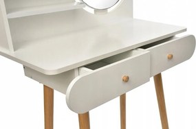 Бяла скандинавска тоалетка с огледало 80x40x120 cm - 2 чекмеджета