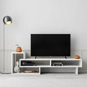 Меламинов телевизионен стойка Tetra в бял цвят 136,7x40x42см.