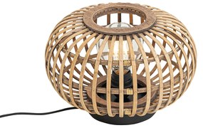 Ориенталска настолна лампа черна с бамбук - Amira