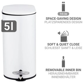 Стоманено кошче за боклук с педал в матово бял цвят 5 l Collungo – Wenko