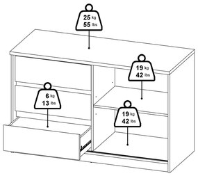 Скрин от дъбов декор с плъзгащи се врати в естествен цвят 119x76x50 cm Naia – Tvilum