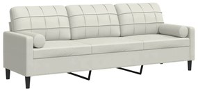 3278247 vidaXL 3-местен диван с декоративни възглавници кремав 210 см кадифе