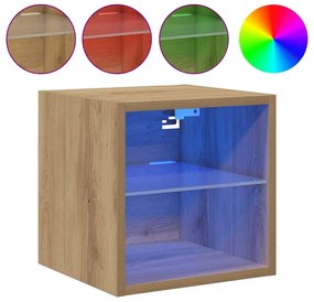 857675 vidaXL Стенни шкафове за телевизор с LED осветление 2 броя Дъб Artisan