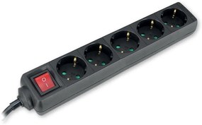 COMMEL Разклонител с копче ЧЕРЕН 5x2P+E с кабел 3 метра / 1.5mm2 - C232-525