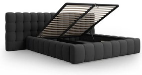 Черно тапицирано двойно легло с място за съхранение с включена подматрачна рамка 160x200 cm Mamaia – Micadoni Home