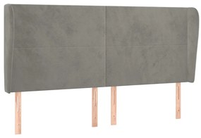 3117742 vidaXL Горна табла за легло с уши,светлосива, 203x23x118/128 см кадифе