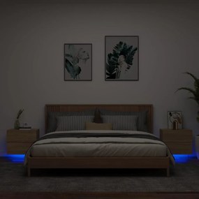 Sonata H Нощни шкафчета за стена с LED осветление, 2 бр, сонома дъб