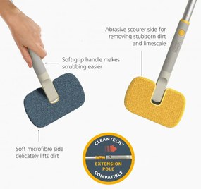 Моп за почистване на повърхности 2в1 Joseph Joseph CleanTech 6500012, 18.5 см, Дръжка с меко покритие, Сив/Жълт