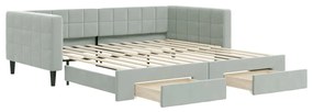 3196746 vidaXL Канапе с изтеглящо легло и чекмеджета светлосив 100x200 см плат