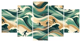 картини от 5 части – Морски вълни и сърфиране