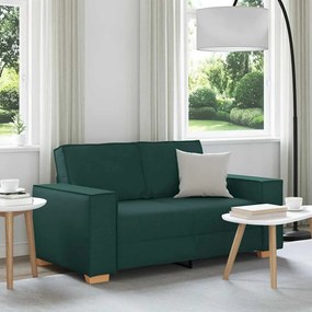 4104975 vidaXL Двуместен диван, тъмнозелен, 120 см, плат
