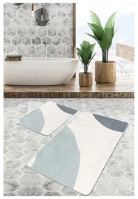 Сиви кремави кадифени постелки за баня в комплект от 2 бр. 60x100 cm Abstract Shapes – Mila Home