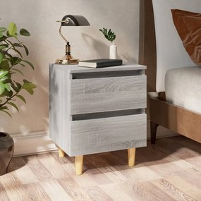 813124 vidaXL Нощно шкафче с крака от дърво масив, сив сонома, 40x35x50 см
