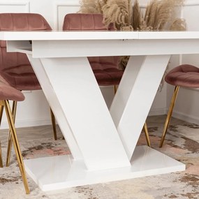 Сгъваема маса за хранене CLARK - бял гланц, 120-160 cm