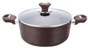 Тенджера 28см с керамично мраморно покритие кафява ЕКО-(HX-C7PC28DB)