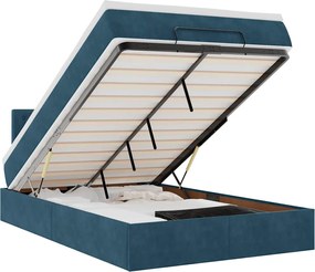 3312756 vidaXL Османска легло с матрак и LED, тъмносиньо, 120x190 см, кадифе