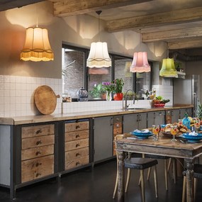 Комплект от 4 ретро висящи лампи цветни 45 см - Granny