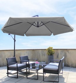 Сив градински чадър с LED светлина 3 м