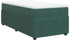 3285605 vidaXL Боксспринг легло с матрак, тъмнозелено, 80x200 см, кадифе