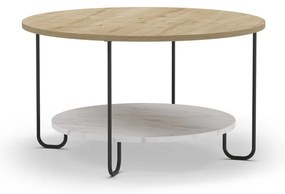 Кръгла масичка за кафе с дъбов плот в естествен цвят ø 80 cm Tonka - Marckeric