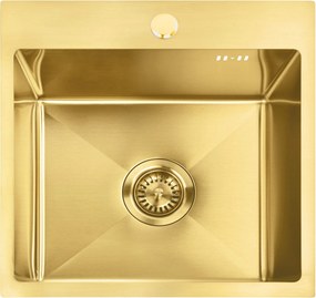Стоманена мивка с комплект аксесоари 3 бр. REA Leo 40 Brush Gold