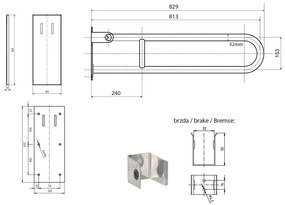 Стенен парапет за баня от неръждаема стомана 83 cm Handicap – Sapho