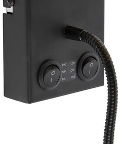 Интелигентна стенна лампа черна с тъмно сива кадифена абажур с WiFi A60 - Stacca