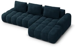 Кадифен сгъваем/с място за съхранение ъглов диван в петролен цвят (десен ъгъл) Linz – Cosmopolitan Design