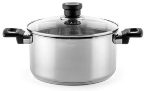 Тенджера Luigi Ferrero Sophia FR-3402, 18x10 см, 2.3 л, Стомана 18/10, Стъклен капак, Индукция, Инокс