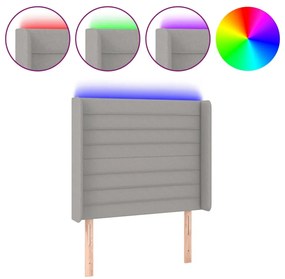 3124162 vidaXL LED горна табла за легло, светлосива, 83x16x118/128 см, плат