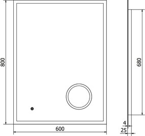Mexen Kala осветено огледало за баня с козметично огледало 60 x 80 cm, LED 6000K,