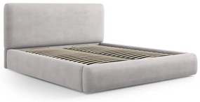 Светлосиво двойно тапицирано легло с място за съхранение с включена подматрачна рамка 160x200 cm Colonel – Cosmopolitan Design