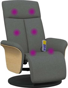 356534 vidaXL Масажен реклайнер стол с поставка за крака, тъмносив, текстил