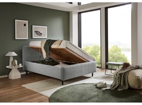 Светлосиво двойно легло 160x200 cm тапицирано с място за съхранение с включена подматрачна рамка Primo – Meise Möbel