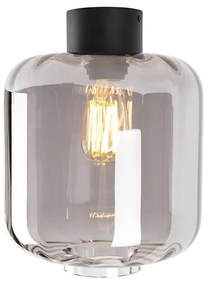 Дизайнерски таванна лампа черна с опушено стъкло - Qara